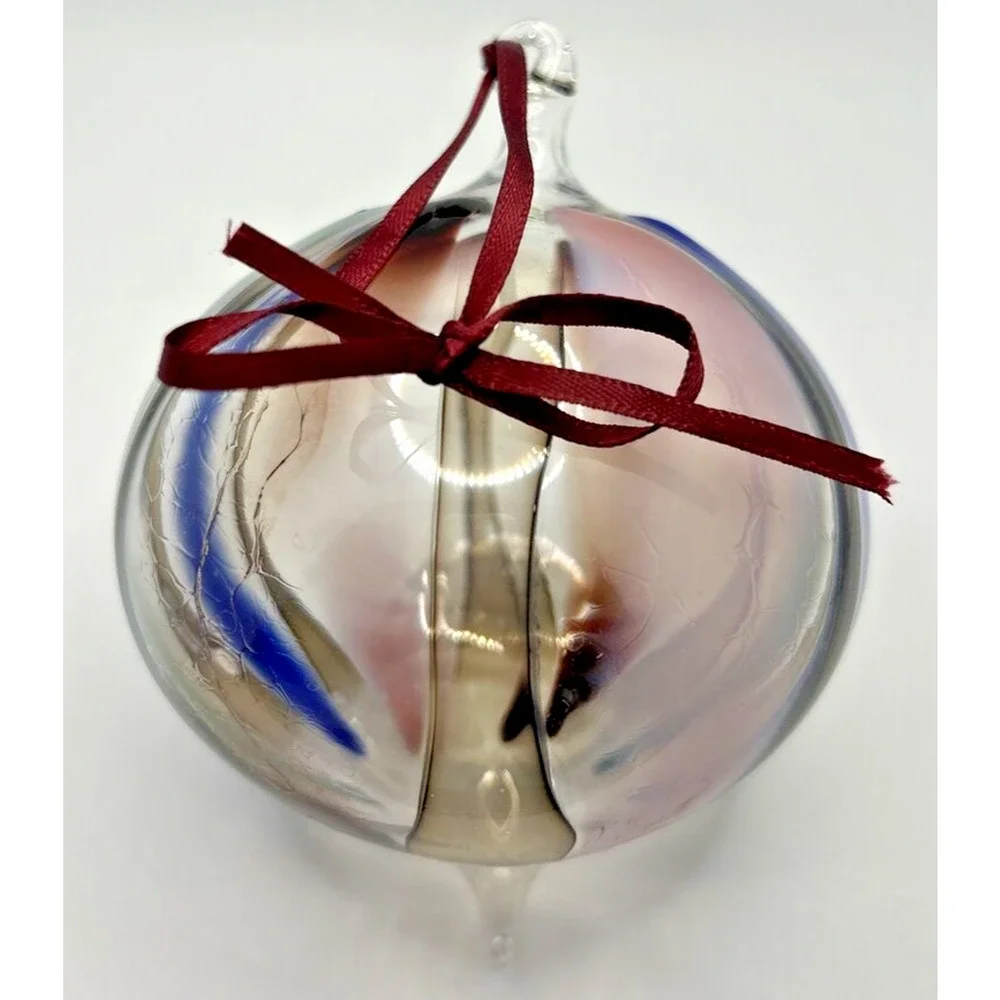 Vintage Art Glass Twisted Blue Purple Green Maroon Ornament U257/8‎